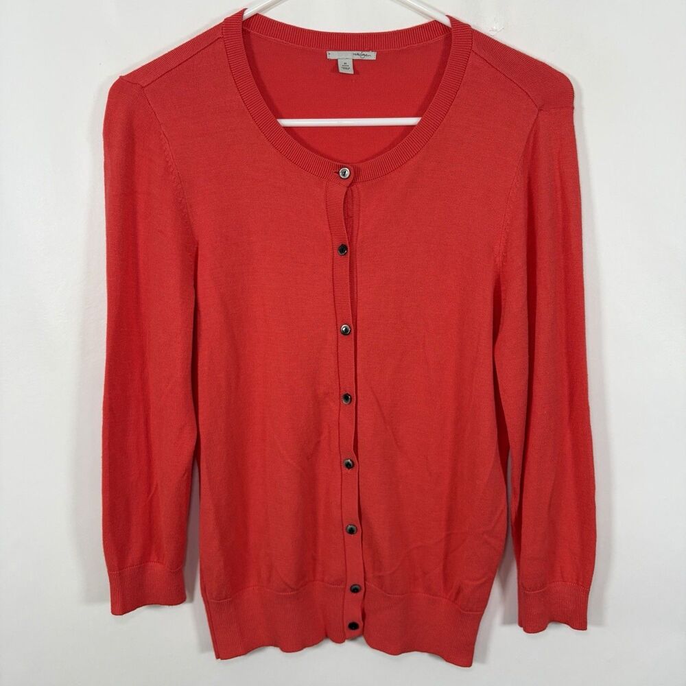 Halogen Cardigan Sweater Womens Medium Petite Coral Pink Orange Viscose Nylon